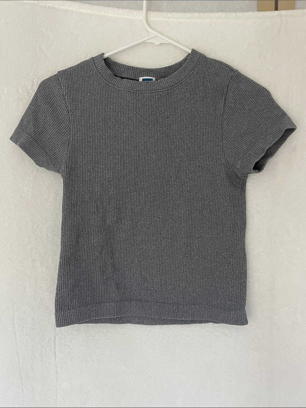 Old Navy Women’s Sz Medium Gray Tee Short Sleeve Ribbed Stretch Tshirt